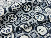 Kravet Couture Modern Contemporary Linen Print Fabric- Procida / Indigo 2.90 yds