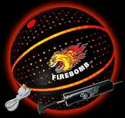FireBomb™ LED Glowing RealFeel™ Leather BasketBomb™ Light Up Basketball Size 7