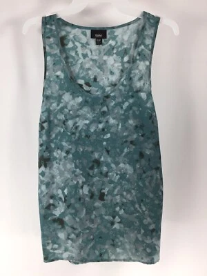 Mossimo Womens Top Small Sleeveless Green Black Print Pullover.