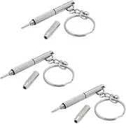 3 in 1 Eyeglass Screwdriver, Mini Keychain Screwdriver Stainless Steel Tightening Hand Tool, Multifunctional Sunglass Watch Jewelry Repair Kit, 1/3/5 Pcs