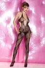 sexy MUSIC LEGS sheer LACE plunging STRAPPY halter CUTOUT crochless BODYSTOCKING