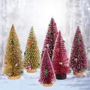 Mini Christmas Tree Snow Frost Small Pine Tree DIY Craft Desktop Decors Ornament