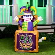 Vibrant 4 FT Mardi Gras Jester Inflatable - Perfect for Yard and Party Decor