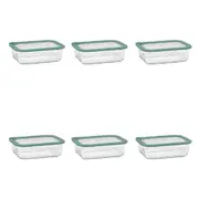 6PK Ecology Store Rectangle Clear Glass Food Storage Container 1520ml Eucalyptus