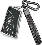 Yonmcfn Compatible with Lexus Key fob Cover with Keychain,TPU Protective Key case,Compatible with 2023 2024 2025 NX UX RX ES LS LC LX GX ect New Remote Smart Key (Silver)