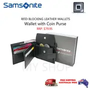 Samsonite RFID Blocking Leather Wallet with Coin Purse 67T005 RRP$79.95 BLACK