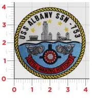 NAVY USS ALBANY SSN-753 EMBROIDERED PATCH WITH HOOK & LOOP