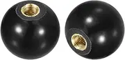 uxcell 2Pcs Threaded Ball Knobs, M5 Female Thread Thermoset Ball Knob 20mm Dia Round Operation Ball Handles with Copper Insert for Machine Lever Handle, Black