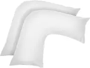 V Shaped Pillow Case Cover - 2 Pack Poly-Cotton Orthopedic Pillowcase To Fit V shape pillows For Back, Neck & Leg Support in Pregnancy, Maternity & Orthopaedic - Body Support Pillow (White)