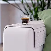 Green'n'Modern Sofa Tray Non-Slip - Wooden Bamboo Drink Holder Armrest | Couch Tray Flexible as Sofa Butler | Sofa Tray Armrest as Sofa Shelf | Drink Holder Armrest Tray (White)
