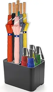 Umbrella Stand, Removable Umbrella Rack with Drip Tray, Holds 10 Umbrellas, Anti-Slip Base Umbrella Holder, Space Saving Umbrella Storage Organizer Store for Home Office Indoor