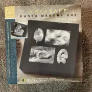 Photo Memory Box Black Keep safe Lid Displays Four Photos Large storage - Ne