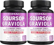 (2 Packs) Soursop Graviola Capsules 9450 mg - Soursop Graviola, Elderberry, Turmeric Curcumin - 4 Months Supply