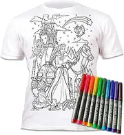 Splat Planet Color in Princess Fairytale T-Shirt with 10 Non-Toxic Washable Magic Markers - Color in and Wash Out
