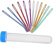 jojofuny Aluminum Tapestry Needles 12pcs Large Eye Bent Needles for Sewing Knitting Crochet Tapestry Yarn