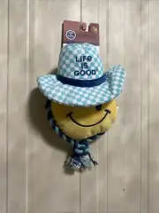 LIFE IS Good Interactive Emoji With A Hat Dog Toy 12” Clinker & Squeaker