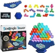 Tower Balance Toy - Hexagonal Stacking Board Blocks - Educational Toys for Kids and Adults, Party Supplies for Family Game Night
