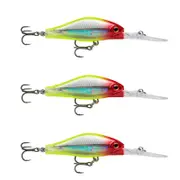3x Rapala 7cm Shadow Rap Jack Deep Dive Crankbait Fish Lures - Clown