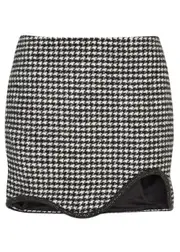 Nue Studio Houndstooth Wool-blend Mini Skirt - Black And White - S (UK 8-10 / S) S (UK 8-10 / S)
