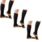 3 Pair Lg/XL Copper Compression Support Socks 20-30mmHg Graduated Men's Women's