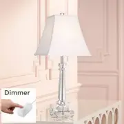 Modern Table Lamp with Dimmer 25" High Crystal Glass Bedroom Living Room Bedside