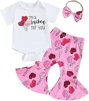 AKWFUNZ Girl's Fashion Long Sleeve Tops and Pant Sets Beautiful Love Heart Pattern Print Fashion Clothes (White,12-18M)