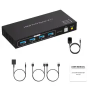 Fast 8K HDMI KVM Switch 1 Monitors 2 Computers, 8K@60Hz HDMI 2.1 2 USB ports
