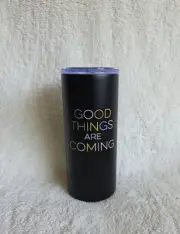 New Good Things are Coming Black Insulated Stainless Steel Tumbler with Straw 18