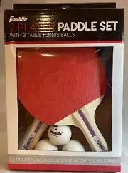 Franklin Sports 2 Player Paddle Set w/ 3 40mm Table Tennis Balls NEW (D)