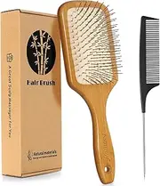 Hair Brush for Women Men, Multipurpose Head Scalp Massager with Air Cusion/Stainless Steel Bristles/Bamboo Paddle Brush Comb for Scalp Stimulation/Hair Growth/Daily Hair Care