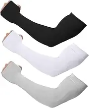 3 Pairs UPF 50+ Cooling Sleeves with Thumb Hole - UV Sun Protection for Women, Men & Youth - H HOME-MART Arm Warmers for Cycling, Sports, Basketball & Compression