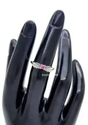 NEW 100% Authentic PANDORA 925 Ale Pink Sparkling Angel Wings Ring 198500C 02
