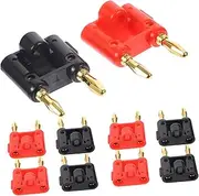 LIFKICH 10Pcs Plated Banana Connector Double Ended Audio Jack Connectors for Speaker Wire Durable Non Deformation High Compatibility for Various Audio Equipment