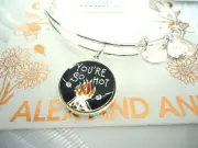 Alex and Ani YOU'RE SO HOT Shiny Silver Charm Bangle New W/Tag Card & Box