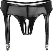 [GRRKDFQ] Women's Sports Underwear with Garter Clips Open Crotch Thong