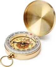 Camping Survival Compass, Classic Pocket Style Metal Copper Clamshell Compass...