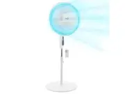 Vie Air 16 Inch 3 Speed Oscillating Stand Fan with Remote Control in White