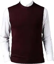 [Generic] Mens Sleeveless Knitwear Crewneck Sweater Vest Wool Blend Lightweight Knitted Vests Casual Fit Simple Warm Pullover