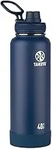 Takeya Actives Insulated Stainless Steel Water Bottle with Spout Lid, 40 Ounce, Midnight Blue