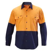 Hard Yakka KOOLGEAR LONG SLEEVE SHIRT Orange/Navy*AUS Brand-Size 3XL, 4XL Or 5XL