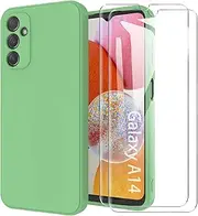 [MOONESS] Compatible with Samsung Galaxy A14 4G / 5G Case, Mobile Phone Case for Samsung Galaxy A14 4G / 5G with 2 Protective Films, Liquid Silicone TPU Protective Case, Thin Back Cover - Green