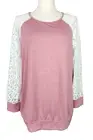 HEIMISH USA Mauve with White Lace Sleeve Boutique Top Shirt Blouse Size L
