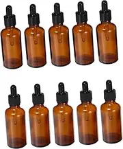 EPIGEIST 10pcs Glass Dropper Bottles Amber Essential Oil Containers with Black Vertical Stripe Design Leak UV Protection for Aromatherapy and Liquid Storage