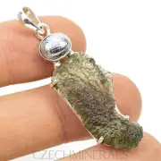 6.74g MOLDAVITE + METEORITE genuine pendant silver .925 + COA #JM383