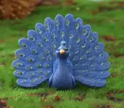 Miniature Fairy Garden Full Feathered Blue Plastic Peacock - Buy 3 Save $5