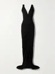 [Givenchy] Givenchy - Open-back Ruched Crepe Gown - Black - FR 42 FR 42 Black