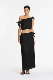 BNWT SIR THE LABEL BLACK BETTINA TIE MIDI SKIRT - SIZE 0P/6 AU PETITE/0 US
