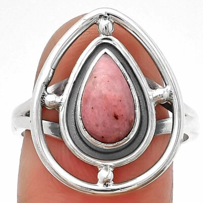 Natural Pink Tulip Quartz 925 Sterling Silver Ring s.8.5 Jewelry R-1446