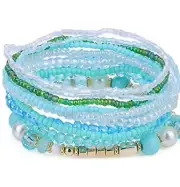 10 PC Handmade Bohemian Beaded Stackable Stretch Bracelet Set New Free Ship 5311