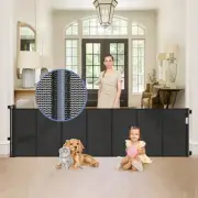 SAIR PET REINFORCED 90 INCH RETRACTABLE GATE EXTRA WIDE & LONG OPENINGS BLACK